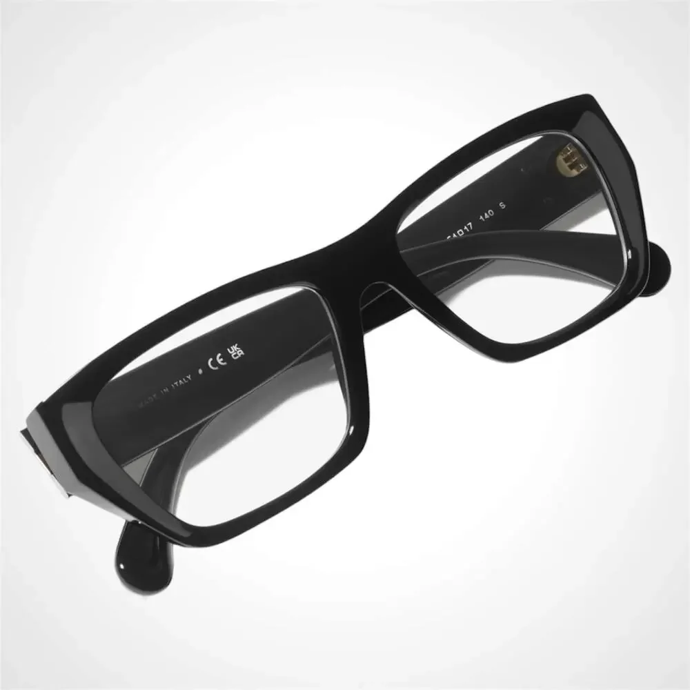 New CHANEL Eyeglasses Black Gold Chain CC Rectangle 52mm Rx-able - Picture 4 of 5